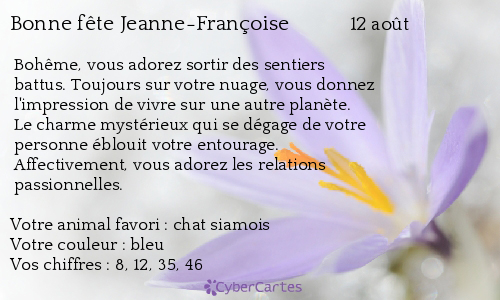 Carte bonne fête Jeanne-Françoise