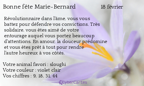 Carte bonne fête Marie-Bernard