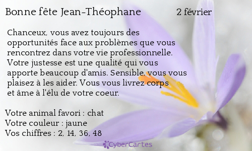Carte bonne fête Jean-Théophane