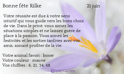 Carte bonne fête Rilke