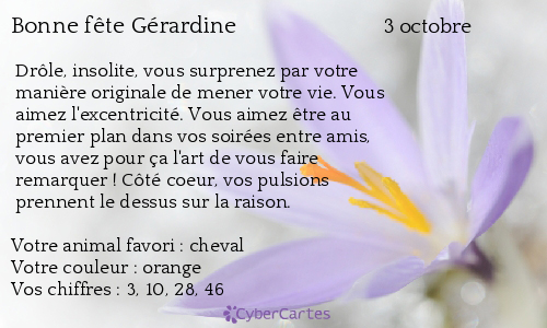 Carte bonne fête Gérardine