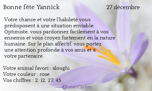 Carte bonne fête Yannick