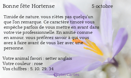 Carte bonne fête Hortense