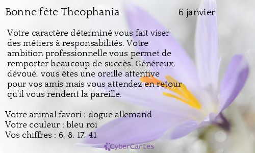 Carte bonne fête Theophania