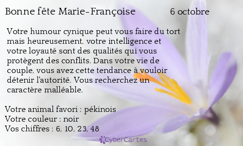 Carte bonne fête Marie-Françoise