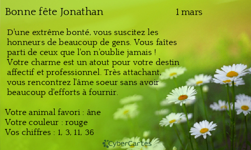Carte bonne fête Jonathan