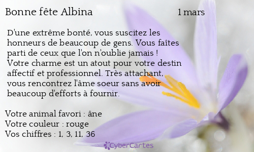 Carte bonne fête Albina