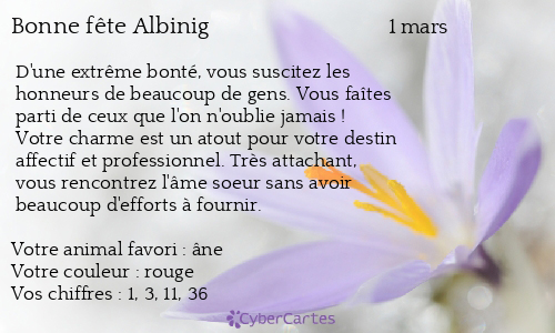 Carte bonne fête Albinig