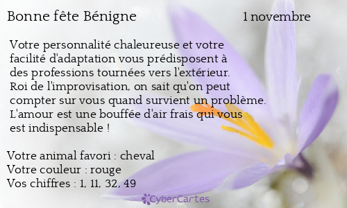 Carte bonne fête Bénigne