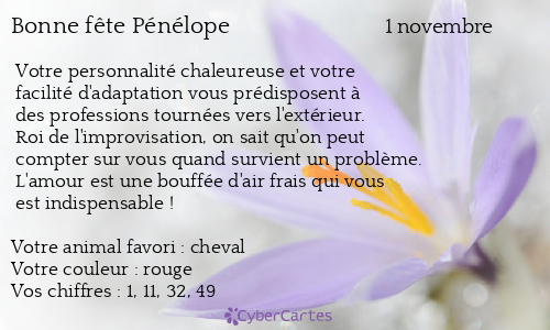 Carte bonne fête Pénélope