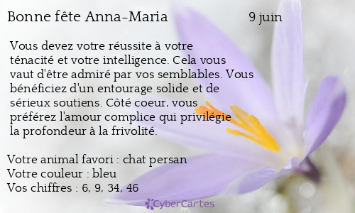 Carte bonne fête Anna-Maria