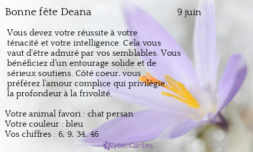 Carte bonne fête Deana