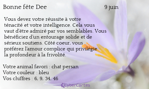 Carte bonne fête Dee