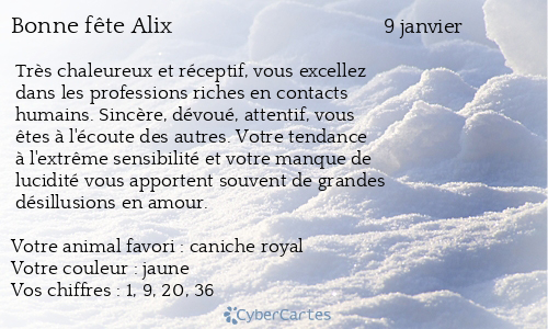 Carte bonne fête Alix