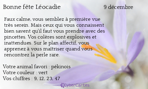 Carte bonne fête Léocadie