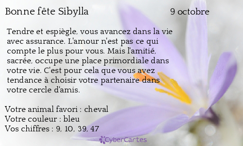 Carte bonne fête Sibylla