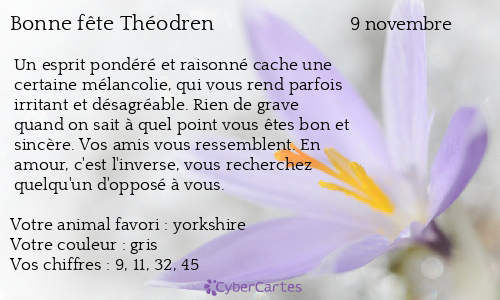Carte bonne fête Théodren