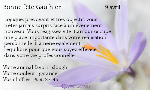 Carte bonne fête Gauthier