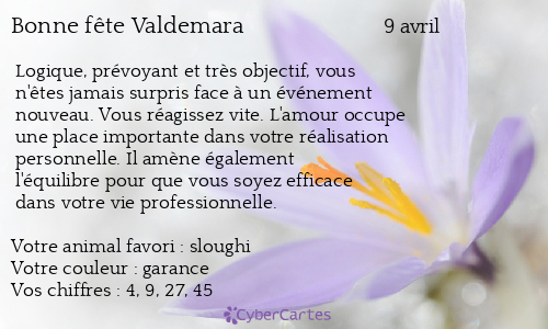 Carte bonne f&ecirc;te Valdemara
