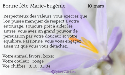 Carte bonne fête Marie-Eugénie