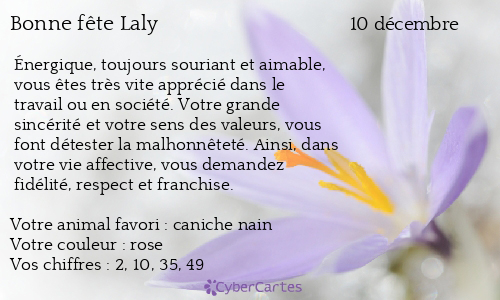Carte bonne fête Laly