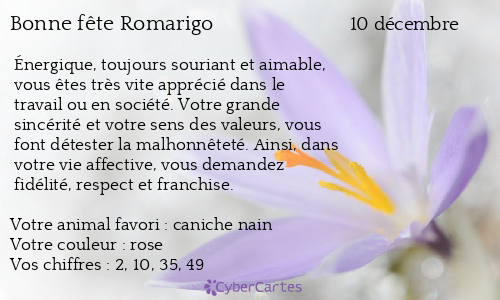 Carte bonne fête Romarigo