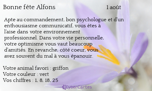 Carte bonne fête Alfons