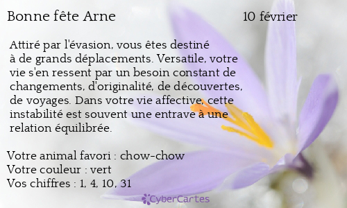 Carte bonne fête Arne