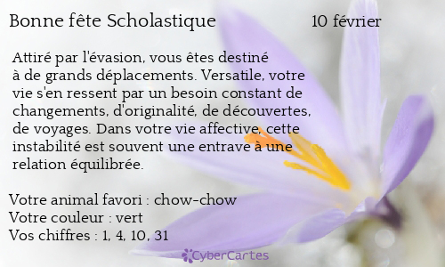 Carte bonne fête Scholastique