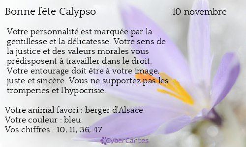 Carte bonne fête Calypso