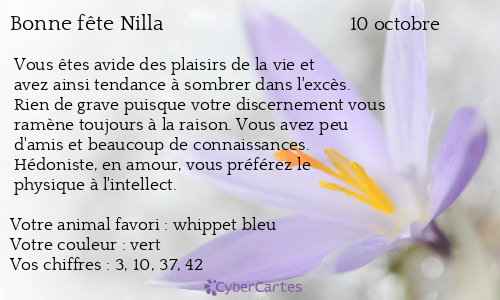 Carte bonne fête Nilla