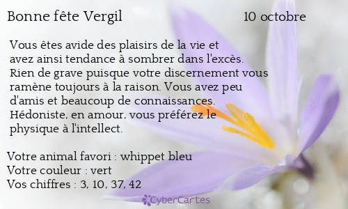 Carte bonne fête Vergil
