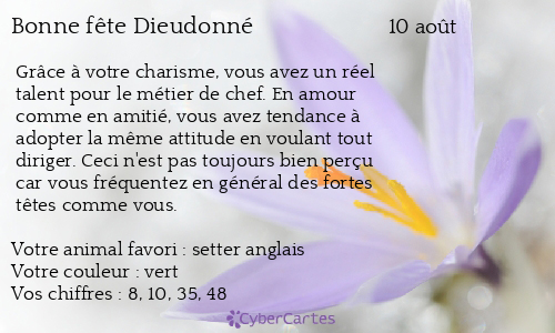 Carte bonne fête Dieudonné