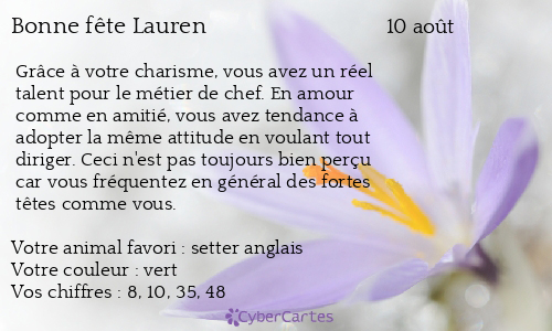 Carte bonne fête Lauren