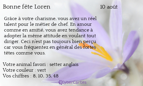 Carte bonne fête Loren