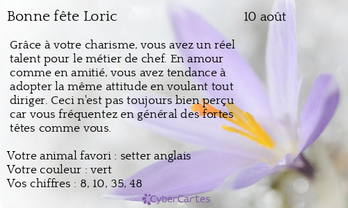 Carte bonne fête Loric