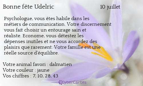 Carte bonne fête Udelric