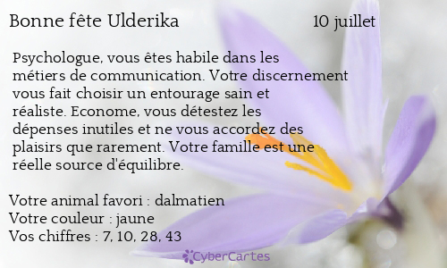 Carte bonne fête Ulderika