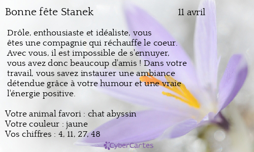 Carte bonne fête Stanek