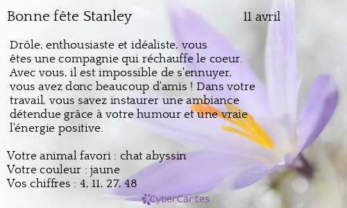 Carte bonne f&ecirc;te Stanley