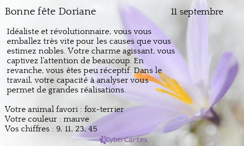 Carte bonne fête Doriane