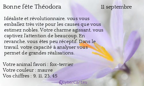 Carte bonne fête Théodora