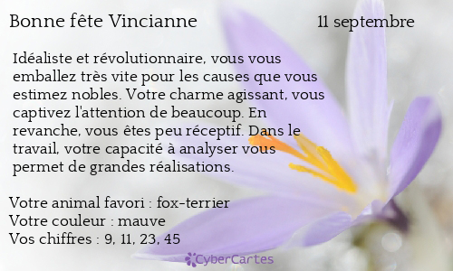Carte bonne fête Vincianne