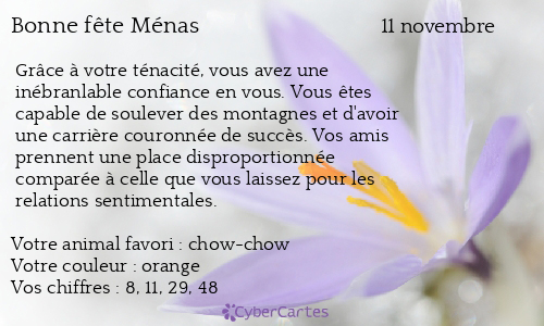 Carte bonne fête Ménas