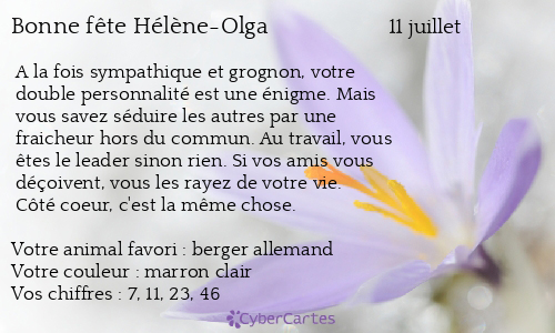 Carte bonne fête Hélène-Olga