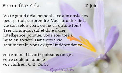 Carte bonne fête Yola