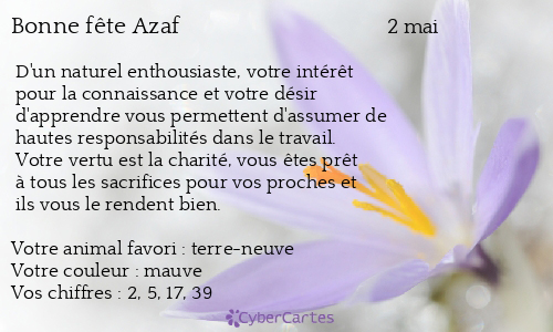Carte bonne fête Azaf
