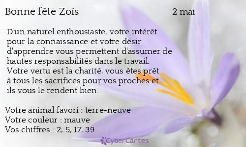 Carte bonne fête Zoïs