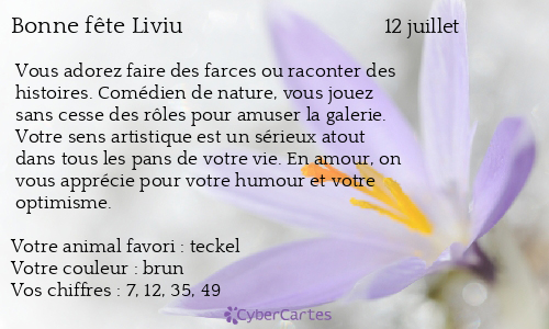 Carte bonne fête Liviu