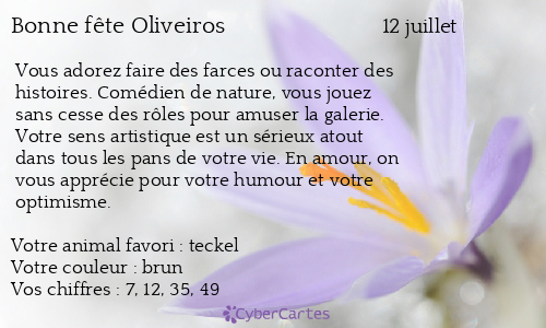 Carte bonne fête Oliveiros